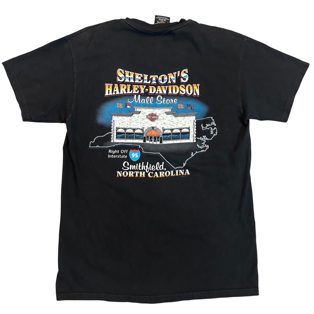 Harley Davidson Motor Cycles T Shirt Black 1903 Shelton NC Smithfield Men Medium